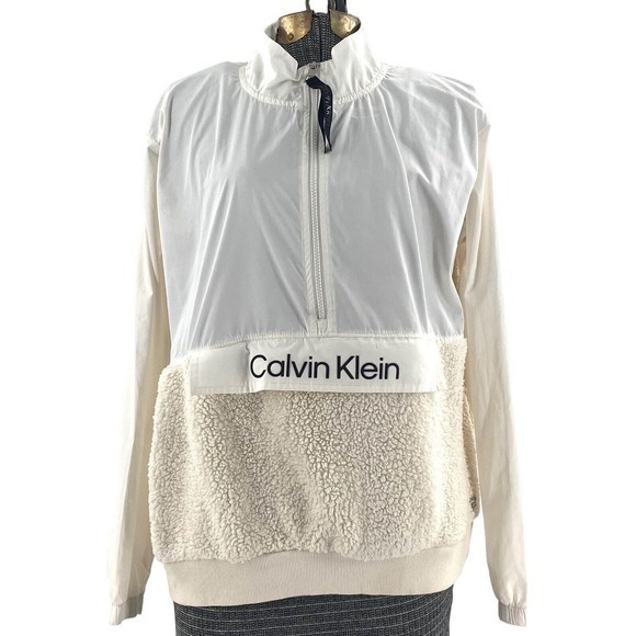 Calvin Klein Women's Fleece Jacket Windbreaker‎ Half Zip Mock Neck Pockets Large - Picture 1 of 8